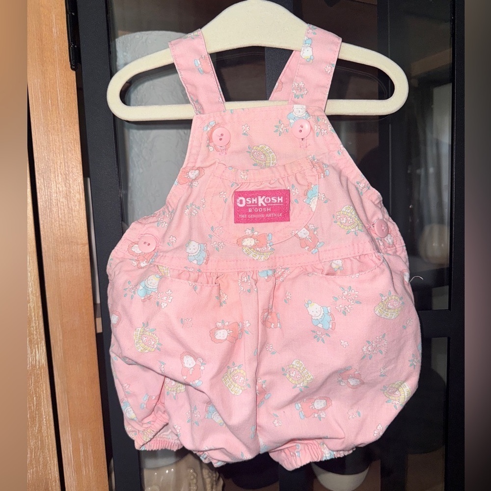 Vintage 1980s OshKosh B’gosh Bubble Romper overalls doll baby girl print pastel